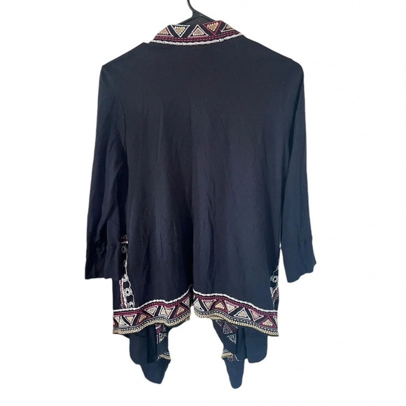 Johnny Was Black Embroidered Open Front Cardigan - Picture 5 of 9